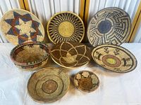 Full group of eight baskets showing size range and patterns