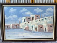 Full view of framed K. Mescal oil painting