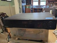 Front view of Sony SLV-585HF VCR showing cassette slot and control buttons