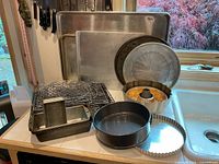 Group shot of all bakeware on counter