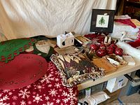 Overview of assorted Christmas decorations on table