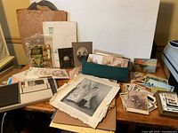 Group shot of all paper items spread on table