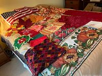 All linens laid out showing variety and overall condition