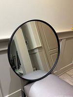 Front view of black round mirror