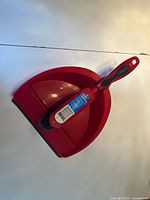 Dustpan with nested hand brush showing overall condition, color, and design