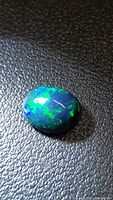 Top view of Ethiopian black opal showing blue-green play of color