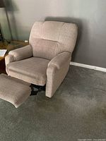 Front view of La-Z-Boy warm gray recliner