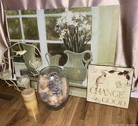 All five decor pieces grouped together