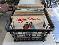 Crate with records front record Loggins & Messina