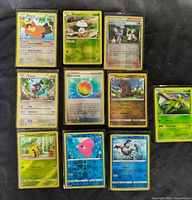 All ten holographic Pokémon cards in sleeves