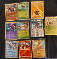 Grid layout of ten sleeved holographic Pokémon cards