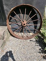 Wheel front view leaning against wall