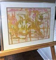 Full view of framed watercolour showing mat and frame
