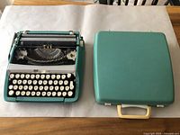 Typewriter and closed case side-by-side