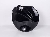 Front view of vase showing overall shape and glossy black finish