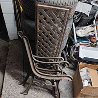 Bench side frame and lattice panel leaning together