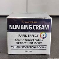 Front of sealed Jakwork Rapid Effect Numbing Cream box