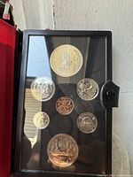 Reverse side of coins inside case