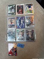 Front view of first nine cards and loose card