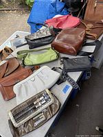 Overview of all purses on table