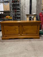 front view of pine blanket chest