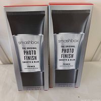 Front view showing two boxed Smashbox Photo Finish Smooth & Blur primers