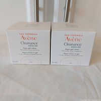 Front view of two boxed Avene Cleanance Aqua-Gel 50ml jars