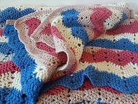 Close view of crochet pattern and colors