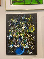 Full view of abstract painting framed on wall