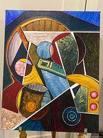 Full view of the abstract painting on easel