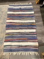 Full view of rug showing size, pattern and fringe