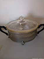 Complete casserole set assembled in holder showing overall appearance