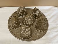 Top view of pan showing six cottage molds