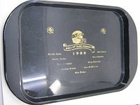 Front of black plastic tray showing gold Hall of Fame Dinner 1988 design and names