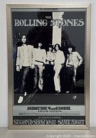 Front view of framed Rolling Stones 1969 concert poster