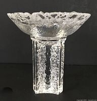 Full view of crystal Olympic Torch candle holder showing flared bowl and column