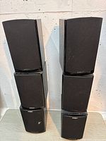 Front view of six stacked Energy CB-10 speakers
