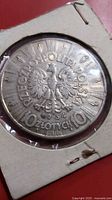 Reverse of 1934 10 Zlotych coin in holder