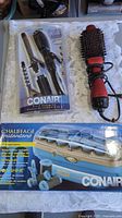 All three items: Conair roller box, sealed Conair styling kit, Revlon brush