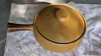 Top view of Denby Ode stoneware serving dish with lid on