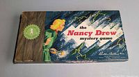 Closed game box top showing Nancy Drew artwork and Parker Brothers logo