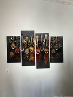 Full view of 4-panel spice canvas print mounted on wall