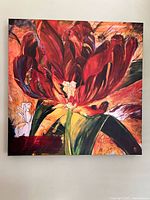Front view of square floral canvas print