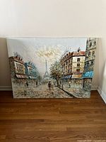 Front view of entire canvas showing Paris street scene