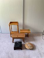 All five wooden pieces grouped together