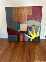 Front view of full painting showing entire composition on stretched canvas
