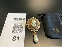 Brooch, pouch and lot reference overview