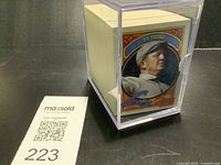 Front view of acrylic cube showing Cy Young card at front