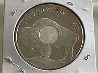 Reverse of silver round showing buffalo and weight/purity