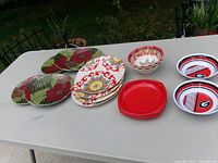 All plates and bowls laid out on table